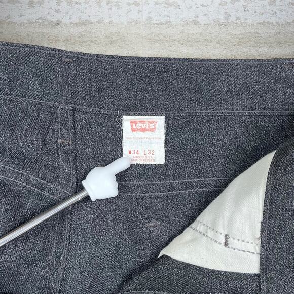 Vintage Dark Grey Levis Dress Pants Straight Fit Insane Repairs Made in USA 90s - Picture 4 of 5